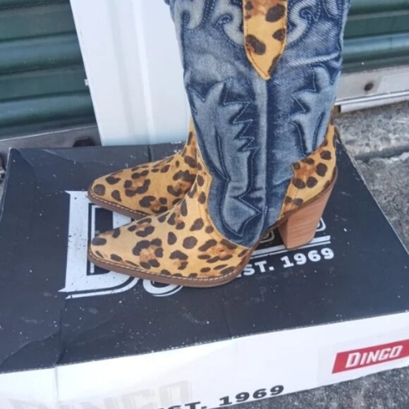 Dingo Tipsy Leopard  Leather Western Women's Boot 7.5 🆕⌚📦🏃💨🚚 - Picture 12 of 16